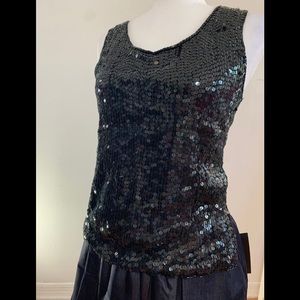 Effecí Black Sequin Sleeveless Top